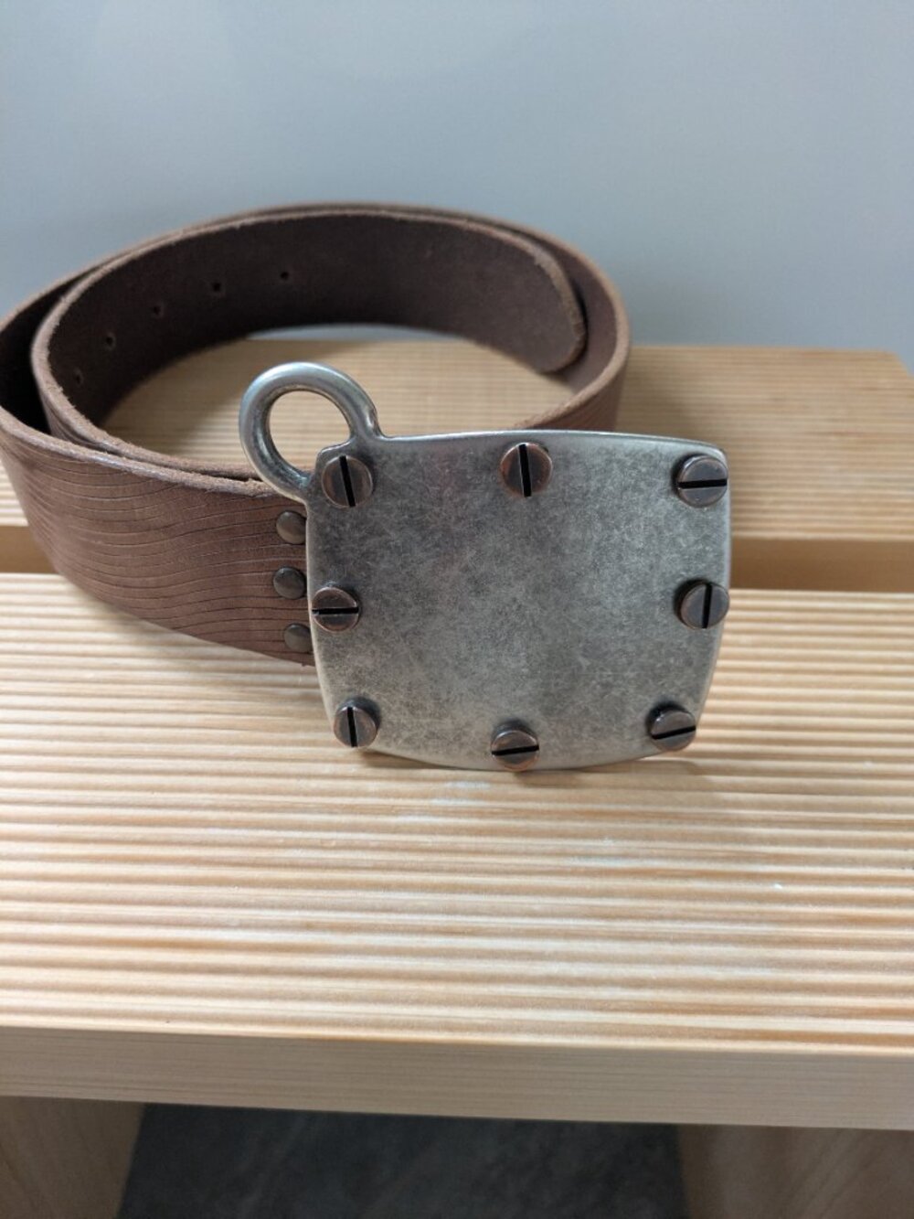 Metal Plate Belt by Cydwoq Leather belt w/ buckle Small